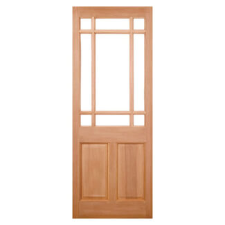 LPD Warwick External Door with 2 Panel and 9 Unglazed Light - Unfinished Hardwood