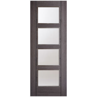 LPD Vancouver Internal Door with 5 Panel and 4 Clear Glazed Light - Prefinished Ash Grey