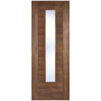 LPD Vancouver Laminate Internal Door with 5 Panel and 1 Clear Glazed Light - Prefinished Walnut