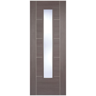 LPD Vancouver Laminate Internal Door with 5 Panel and 1 Clear Glazed Light - Prefinished Medium Grey