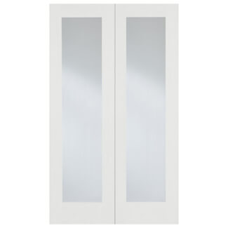 LPD Pattern-20 Internal Door Pair with 2 Clear Glazed Light - White Primed
