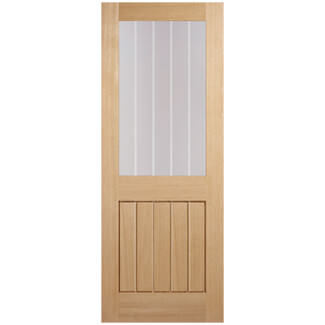 LPD Mexicano Internal Fire Door with 1 Panel and 1 Clear Glazed Light - Prefinished Oak