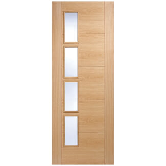 LPD Vancouver Internal Offset Door with 5 Panel and 4 Clear Glazed Light - Prefinished Oak