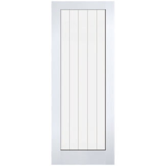 LPD Vertical Textured Moulded Internal Door with 1 Clear Glazed Light - White Primed