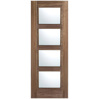 LPD Vancouver Internal Door with 5 Panel and 4 Clear Glazed Light - Prefinished Walnut