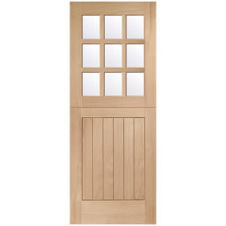 XL Joinery Stable External Door with 1 Panel and 9 Clear Glazed Light - Unfinished Oak