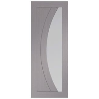XL Joinery Salerno Internal Door with 2 Panel and 1 Clear Glazed Light - Prefinished Light Grey