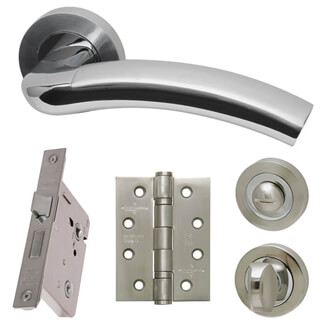 LPD Jupiter Silver Privacy Door Handle Pack - 150 W x 51mm H