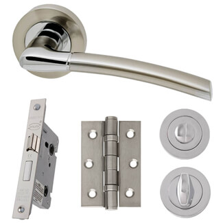 LPD Mercury Silver Privacy Door Handle Pack - 142 W x 51mm H
