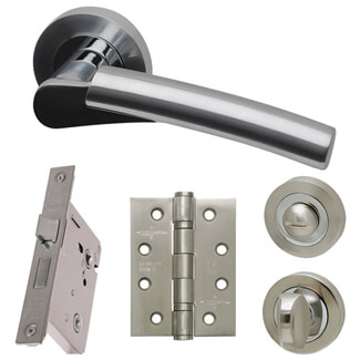 LPD Neptune Silver Privacy Door Handle Pack - 140 W x 51mm H
