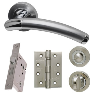 LPD Saturn Silver Privacy Door Handle Pack - 150 W x 51mm H
