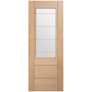 XL Joinery Palermo Original Internal Door with 1 Etched Glazed Light - Unfinished Oak