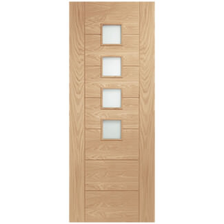 XL Joinery Palermo Internal Door with 7 Panel and 4 Obscure Glazed Light - Prefinished Oak