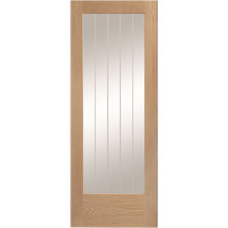 XL Joinery Suffolk Internal Door with 1 Etched Glazed Light - Unfinished Oak