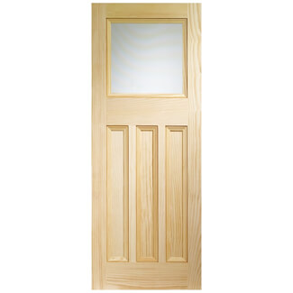 XL Joinery Vine DX Internal Door with 3 Panel and 1 Obscure Glazed Light - Unfinished Pine