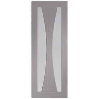 XL Joinery Verona Internal Door with 1 Panel and 2 Clear Glazed Light - Prefinished Light Grey