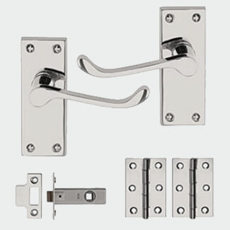 Dale Polished Chrome Plated Victorian Scroll Internal Door Set