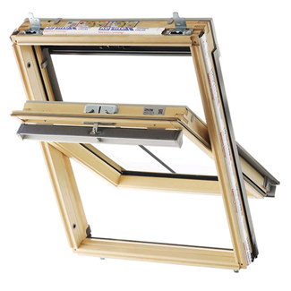 Keylite Manual Conservation Centre Pivot Roof Window - Clear Lacquered Pine