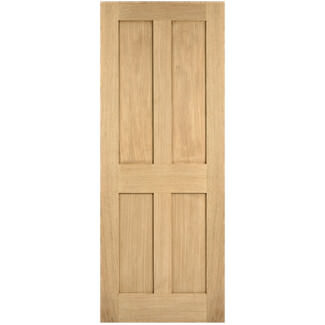 LPD London Internal Fire Door with 4 Panel - Unfinished Oak