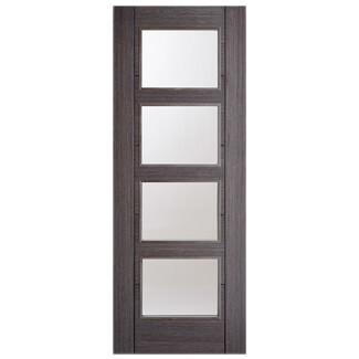 LPD Vancouver Internal Door with 4 Clear Glazed Light - Prefinished Ash Grey
