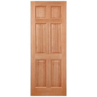 LPD Colonial External Door with 6 Dowelled Panel - Unfinished Hardwood