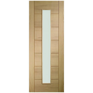 XL Joinery Palermo Internal Door with 7 Panel and 1 Clear Glazed Light - Unfinished Oak