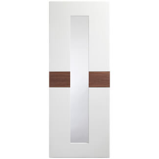 XL Joinery Asti Internal Door with 1 Clear Glazed Light - Prefinished White Walnut