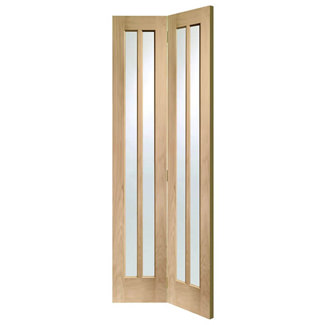 XL Joinery Worcester Internal Bi-fold Door with 4 Clear Bevelled Glazed Light - Unfinished Oak