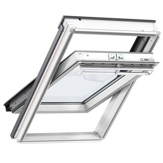 Velux Manual Centre Pivot Roof Window - 66 Triple Glazed - White Painted Pine