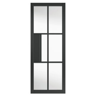 JB Kind Civic Industrial Internal Door with 1 Panel and 6 Clear Glazed Light - Black Painted
