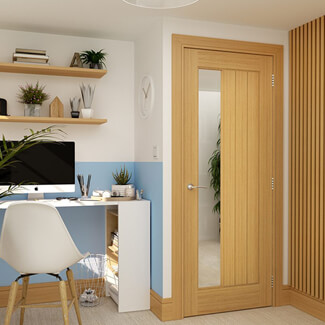 Deanta Ely Internal Fire Door with 1 Clear Sidelight Glazed Light - Prefinished Oak