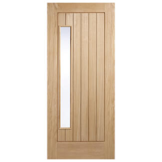 LPD Newbury External Door with 6 Panel and 1 Frosted Glazed Light - Unfinished Oak