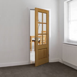 JB Kind Dove Internal Door with 1 Panel and 6 Clear Glazed Light - Unfinished Oak