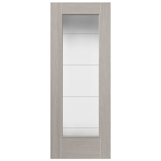 JB Kind Tigris Laminate Internal Door with 1 Clear Glazed Light - Light Grey