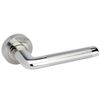 JB Kind Atlanta Latch Door Handle Pack 145 w x 50mm Dia - Satin And Polished-Chrome Finish