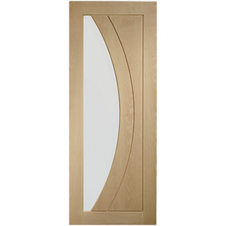 XL Joinery Salerno Internal Fire Door with 2 Panel and 1 Clear Glazed Light - Unfinished Oak