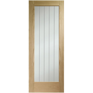 XL Joinery Suffolk Pattern 10 Internal Fire Door with 1 Etched Glazed Light - Unfinished Oak