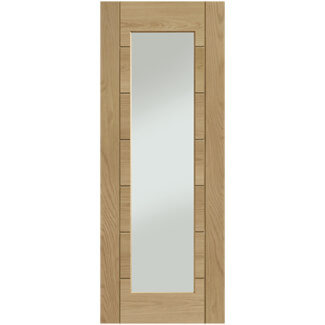 XL Joinery Palermo Internal Fire Door with 7 Panel and 1 Clear Glazed Light - Unfinished Oak
