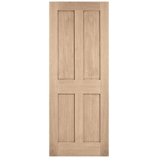 LPD London Internal Fire Door with 4 Panel - Prefinished Oak