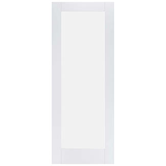 LPD Pattern-10 Internal Door with 1 Frosted Glazed Light - White Primed