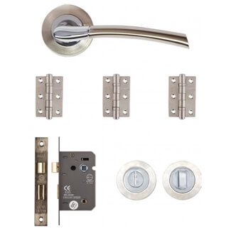 Deanta Hera Bathroom Door Handle Pack - Satin Nickel Chrome