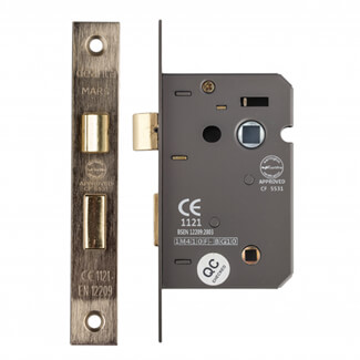 Deanta 3 Lever Lock for Bathroom Doors in Satin Nickel - 22 W x 150mm H