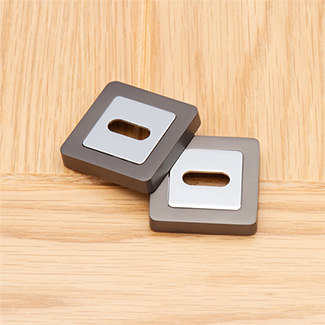 Deanta Escutcheon Pair in Matt Satin Black/Chrome Finish - 50 W x 50 H x 10mm T