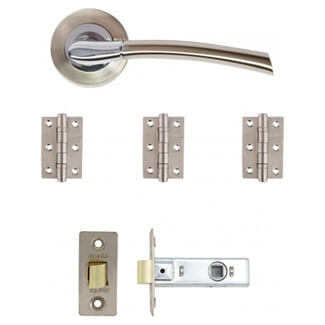 Deanta Hera Latch Door Handle Pack - Satin Nickel Chrome