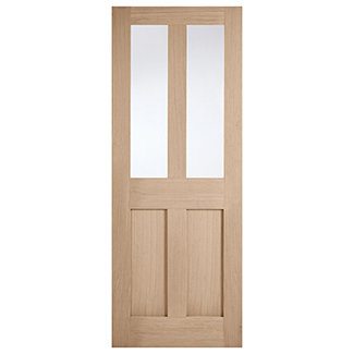 LPD London Internal Door with 2 Panel and 2 Clear Glazed Light - Prefinished Oak
