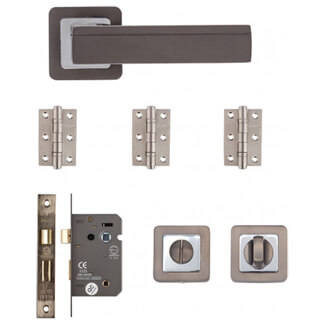 Deanta Invictus Bathroom Door Handle Pack - Matt Satin Black