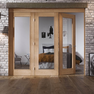 LPD Roomfold Internal Door Frame Set 3+0 - Unfinished Oak