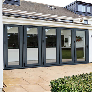 LPD Aluvu Aluminium Right Hand External Bi-Fold Door Set in Prefinished Anthracite Grey 5+0