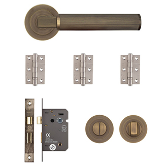 Deanta Delphi Bathroom Door Handle Pack - Matt Antique Brass