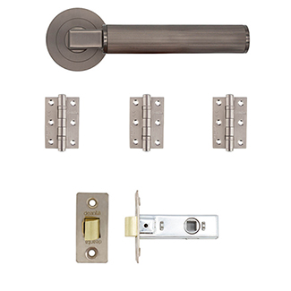 Deanta Delphi Latch Door Handle Pack - Matt Satin Black Nickel